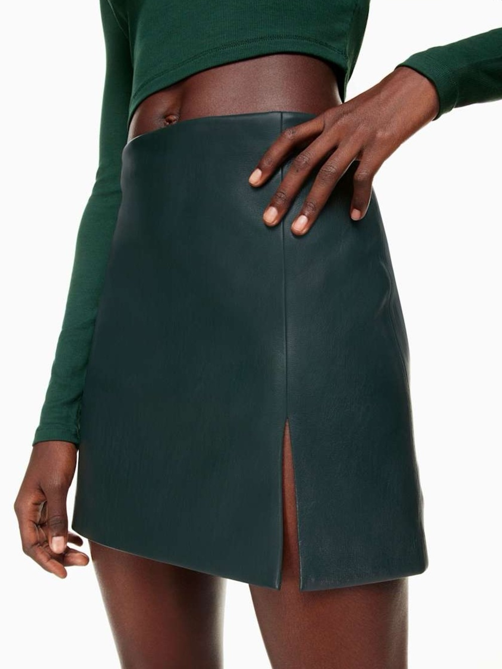 Aritzia Sunday Best Tatiana Skirt Scarab Vegan Leather Mini Skirt Size 2 NWT